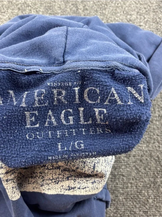AMERICAN EAGLE Men’s Blue Pullover Hoodie Wing graphic size: Large - Picture 5 of 7